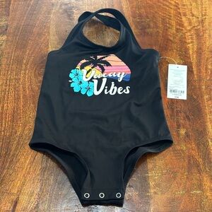 NWT Outdoor Oasis Black Vacay Vibes Toddler Swimsuit